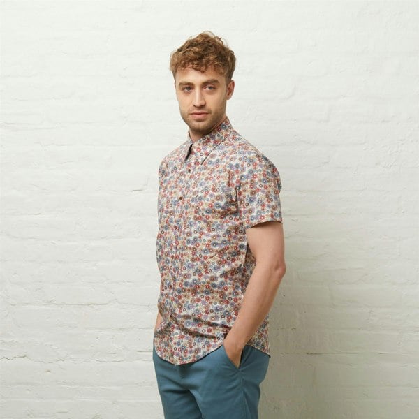 Gabicci V54GW04 Mens Harvey Short Sleeve Pattern Shirt Gabicci Vintage - AQUA