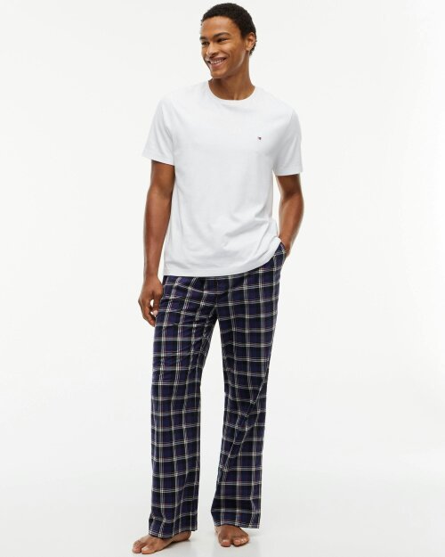 Tommy Hilfiger Woven Check Print Mens Pyjama Pants - Blue Ink Global Stripe Plaid