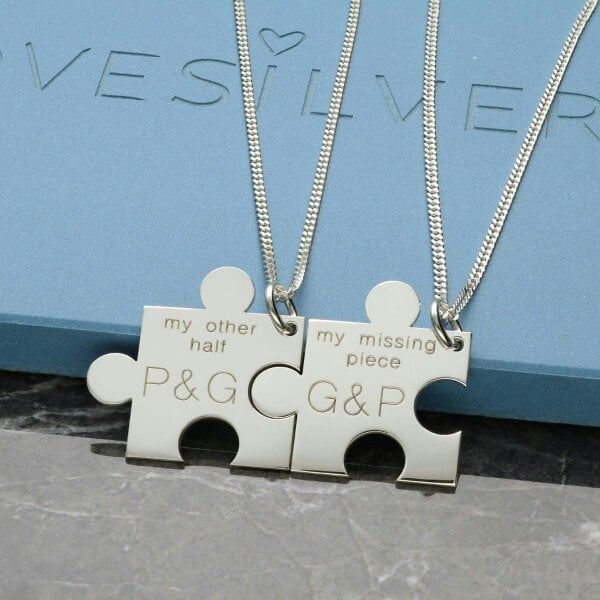 Christopher James of London Sterling Silver Personalised Puzzle Pieces Necklaces