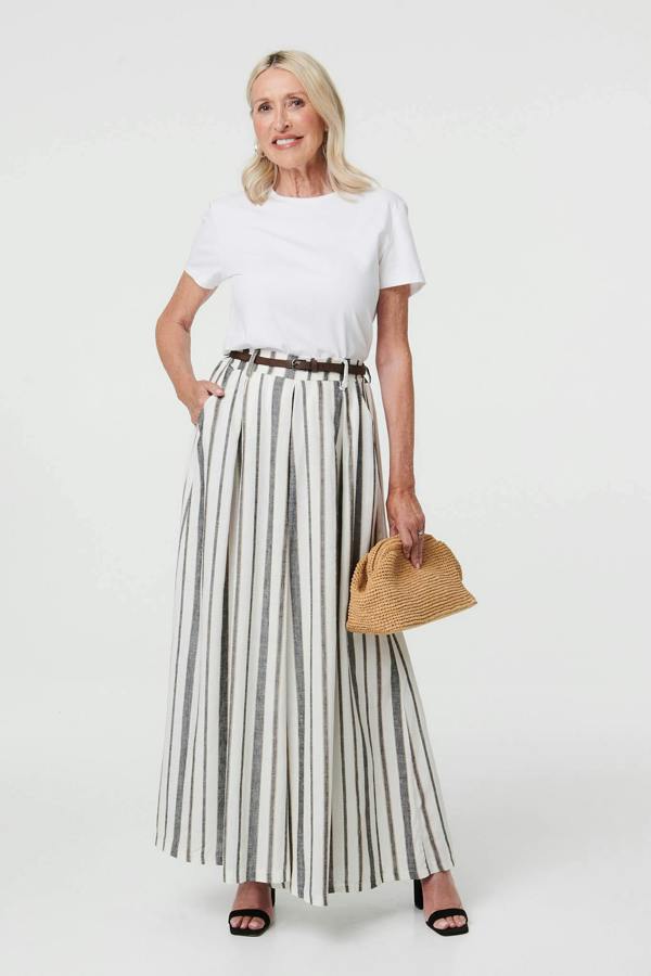 Black | Belted High Waist Wide Trousers
