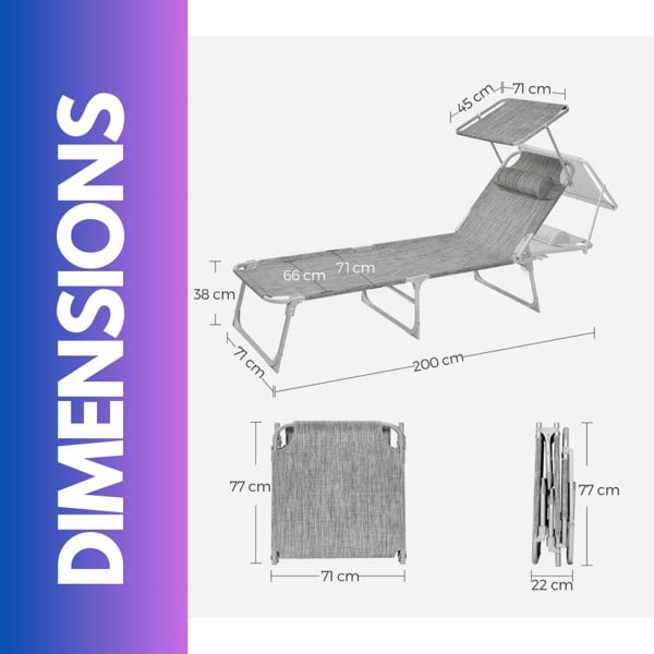 Rafaelo Mobilia Sun Lounger For Garden Folding Deck Chair Greige