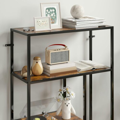 Wyld Haus Modisu Wood Rustic Brown 4 Tier Bookcase With Open Shelving