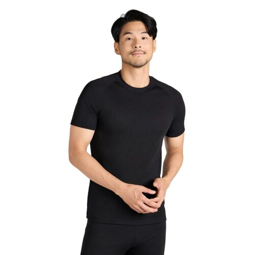 Mountain Warehouse Mens Talus Round Neck Short-Sleeved Thermal Top - Black - Black - 100% Polyester