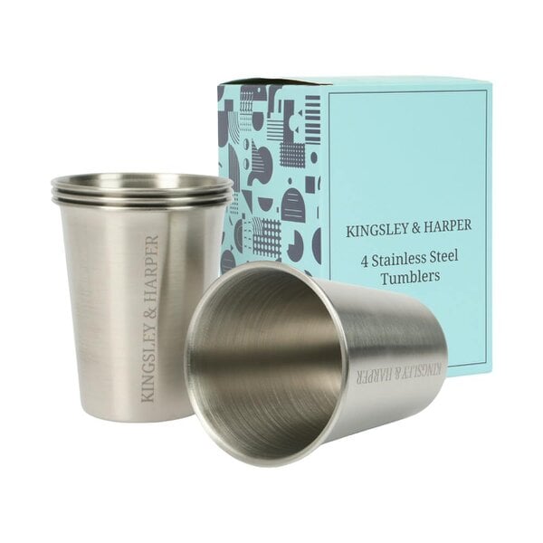 Stainless Steel Cups Set of 4 300ml - 304 Food-Grade Rust-Free BPA-Free Eco-Friendly Tumblers for Cold Drinks Lightweight Reusable Drinkware Washable