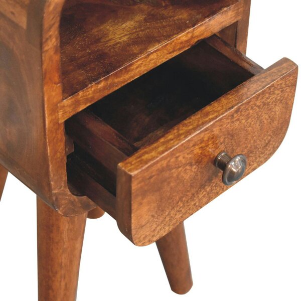 Wyld Haus Cagliari Small Chestnut Curve Drawer and Shelf Bedside Table