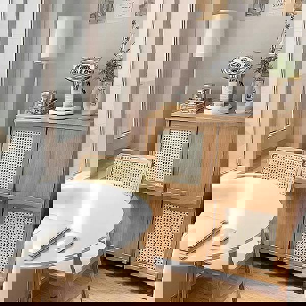 Iskandar Sideboard With Magazine Rack, Solid Wood & Rattan， Storage with kali sideboard