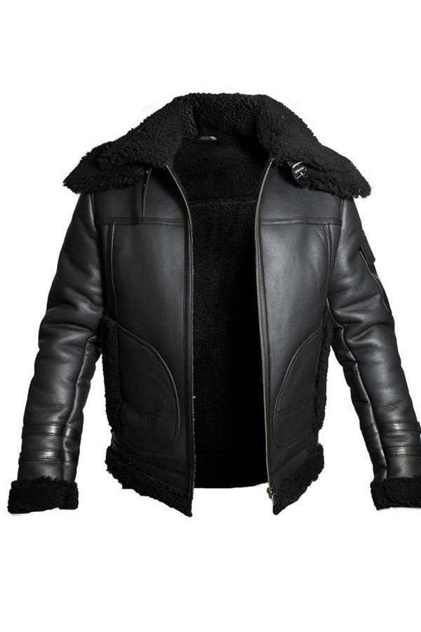 Infinity Leather Mens Retro Biker Sheepskin Jacket-Hingham