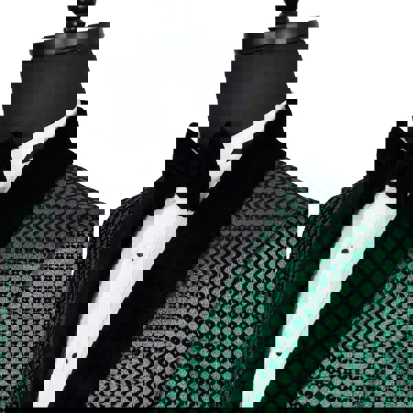 Washington Jacquard Velvet Shawl Lapel Blazer - Green