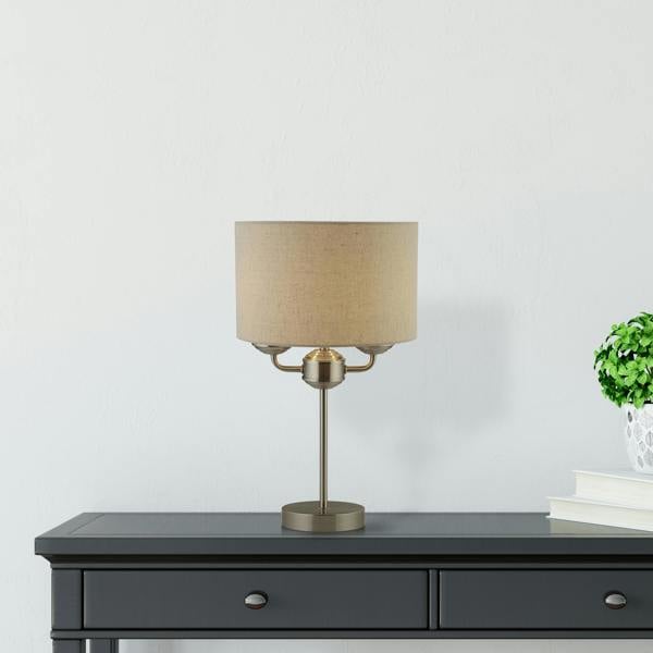 Fulford Brushed Silver & Linen Shade Table Lamp
