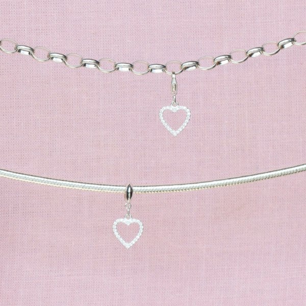 Sterling Silver Crystal Heart Charm - MYLEE London