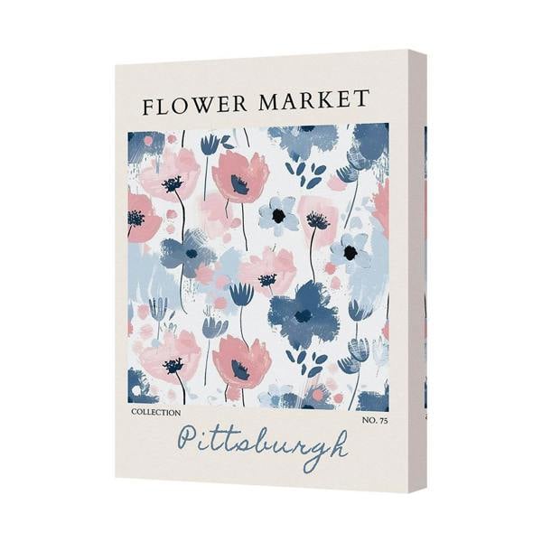 Benjamin Tate Design Flower Market Canvas Art Print With Deep Wooden Frame Wall Decor