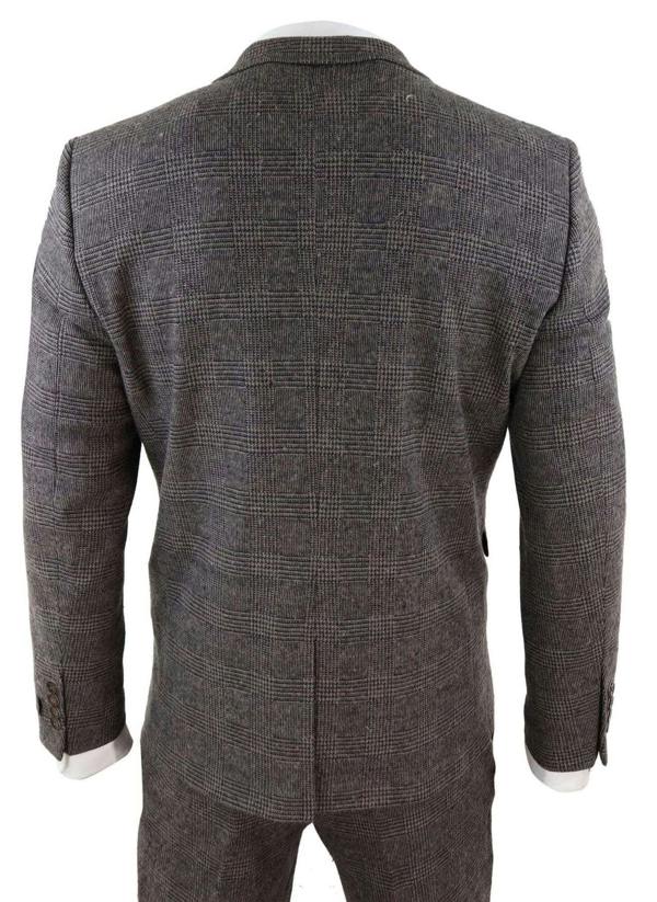 TruClothing Men's 3 Piece Brown Herringbone Tweed Suit