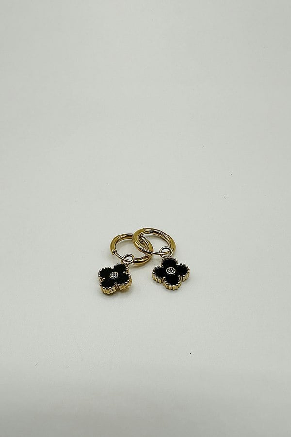 SVNX Mini Clover Drop Hoop Earrings in Gold