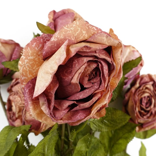 Leaf Pack of 6 x 70cm Artificial Dark Pink Rose