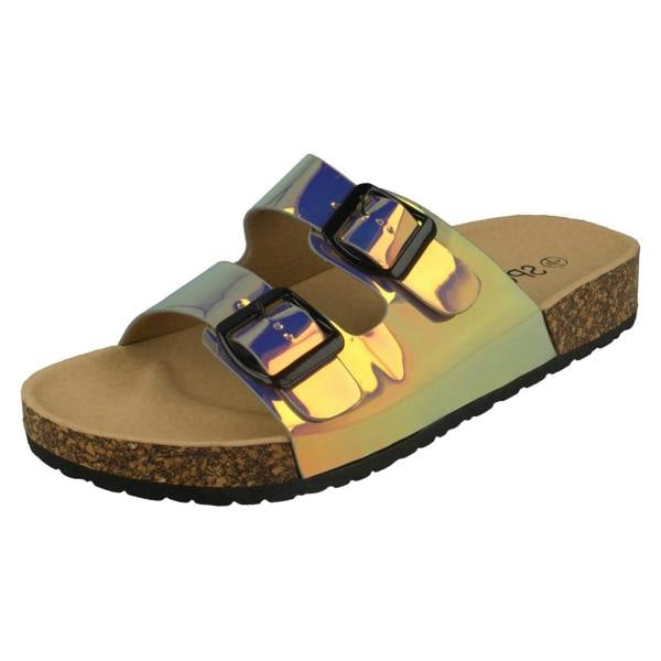 Spot On Ladies Spot On Holographic Sandals F00227