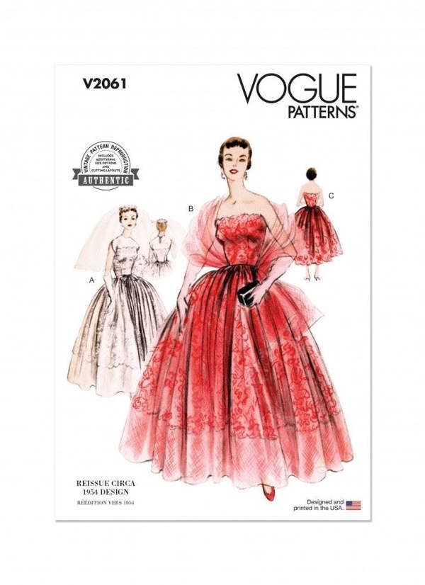 Vogue Sewing Pattern 2061, Dresses, Vintage Style for Women, B5 (8-10-12-14-16) - Intermediate