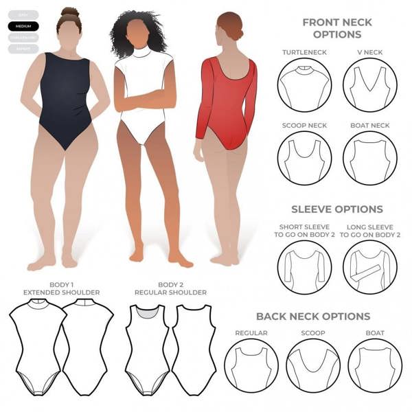 Style Arc Sewing Pattern Farrah Bodysuit - Tops, Bodysuits for Women - Intermediate