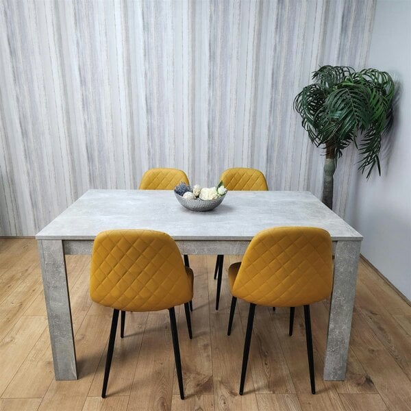Kosy Koala Wooden Rectangle Dining Table Sets with Set of 4 Chairs, Grey and Mustard