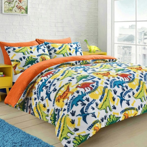 Velosso Dinosaur Teddy Fluffy and Warm Fleece Duvet Cover Set