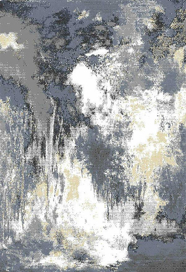 Modern Abstract Mottled Rug Grey Blue Yellow Beige Soft Low Pile Living Room Carpet