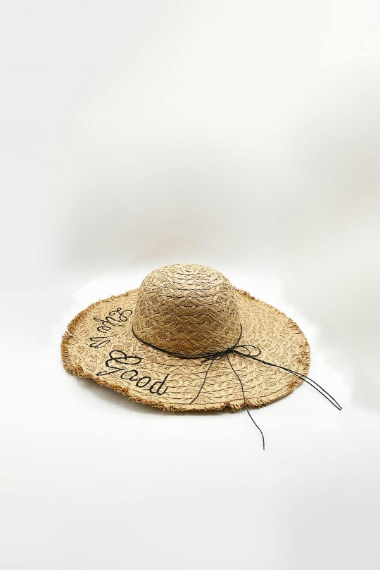 SVNX Life is Good Straw Sun Hat in Beige