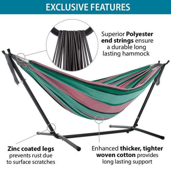 Vivere's Combo - Double Watermelon Hammock with Stand (8ft)