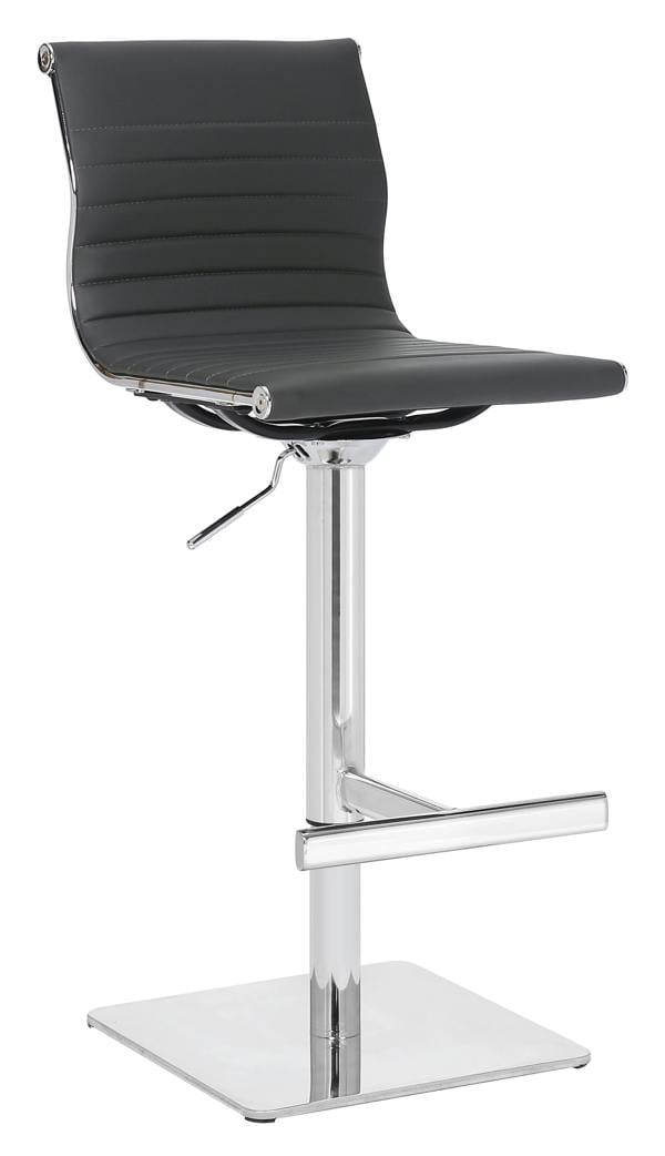 Lamboro Rovigo Deluxe Breakfast Bar Stool, Chrome Footrest, Height Adjustable Swivel Gas Lift, Home Bar & Kitchen Barstool, Charcoal Grey