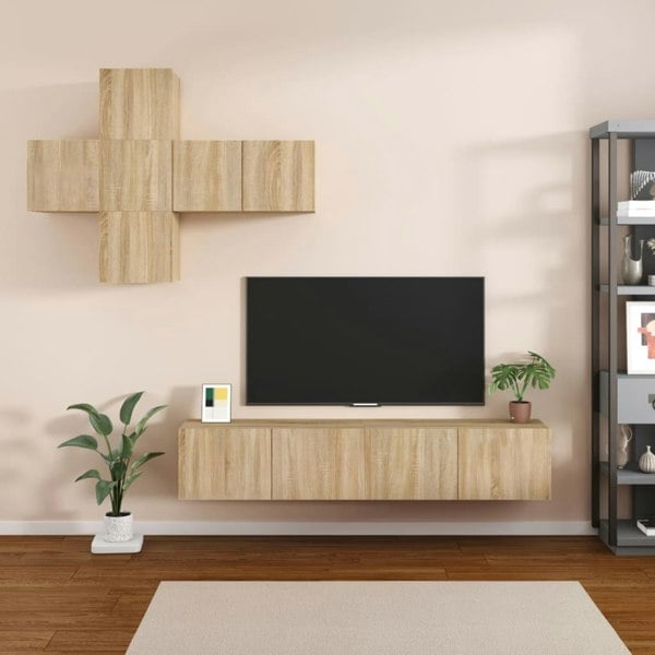 Berkfield 7 Piece TV Cabinet Set Sonoma Oak Engineered Wood