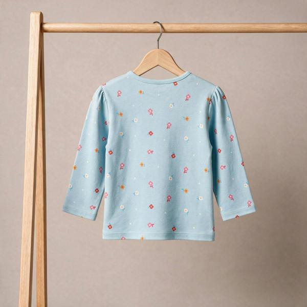 Mini Cuddles Baby Girls Printed Tops Pack of 3, Navy Blue, White and Light Blue