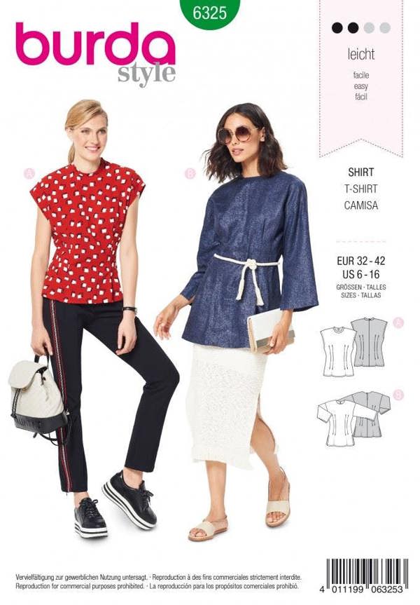 Burda Sewing Pattern 6325 Tops For Women, 6 to 16 - Easy
