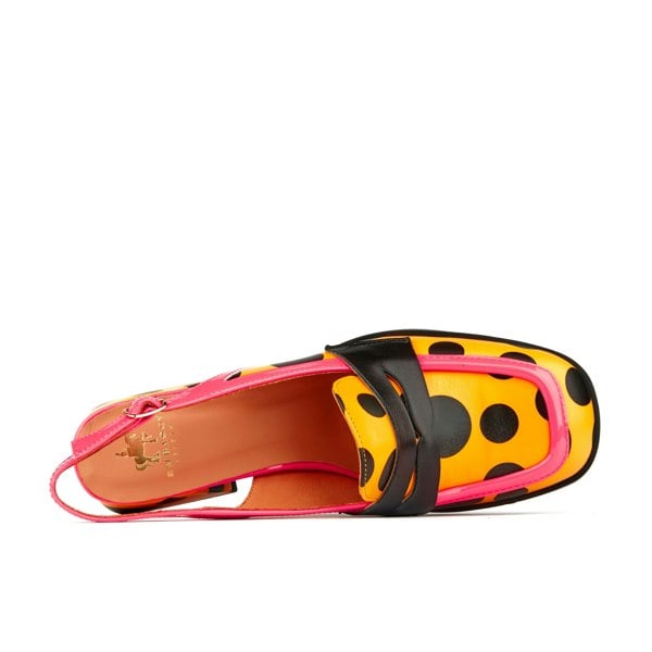 Embassy London Diana - Black Orange Polka - Women's square closed toe slingback heel in orange polka