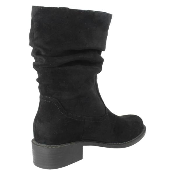 Spot On Ladies Spot On Low Heel Microfibre Zip Mid Calf Boots F51254