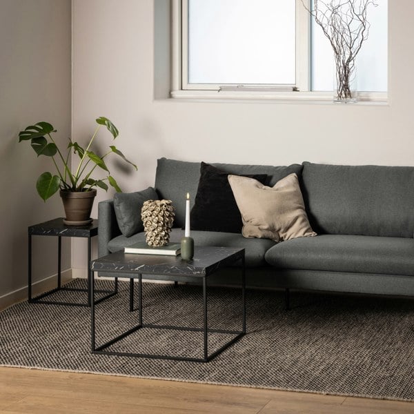 Furniture To Go Barossa Coffee Table with Black Marble Effect Top & Black Steel Base 60cm