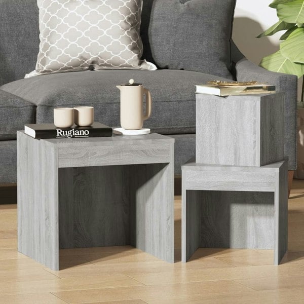 Berkfield Nesting Tables 3 pcs Grey Sonoma Engineered Wood
