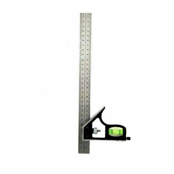 ATEK 300mm Combination Square Ruler with Spirit Level 45° 90° Adjustable Measuring Tool for Carpentry DIY