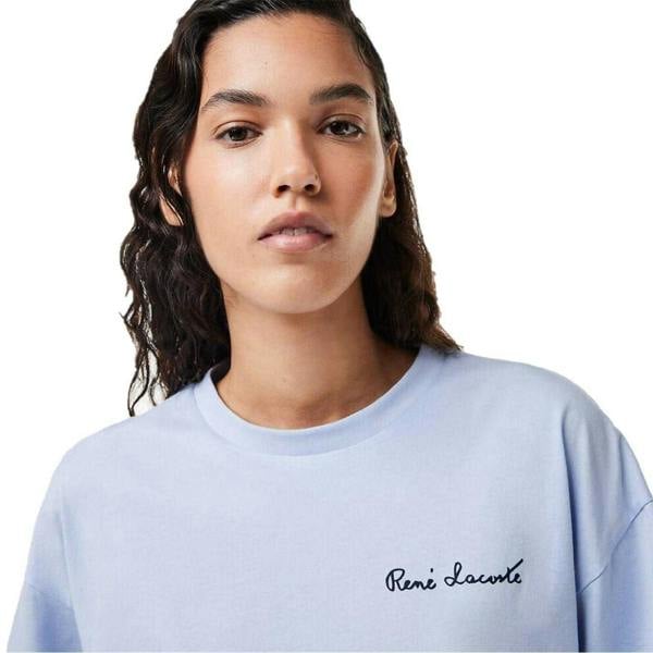 Lacoste Womens/Ladies Logo Crew Neck Crop T-Shirt - Blue - 