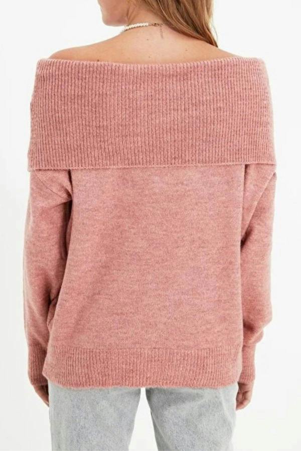 WOVCOR Soft Textured Carmen Collar Knit Sweater