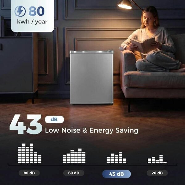 73 L Mini Fridge with Chiller Box, Single Door Compact Refrigerator, Adjustable Thermostat, Reversible Door, Grey