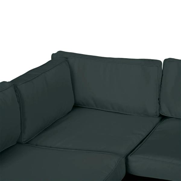 Dark grey cushion cover with stitched seams and structured corner panels