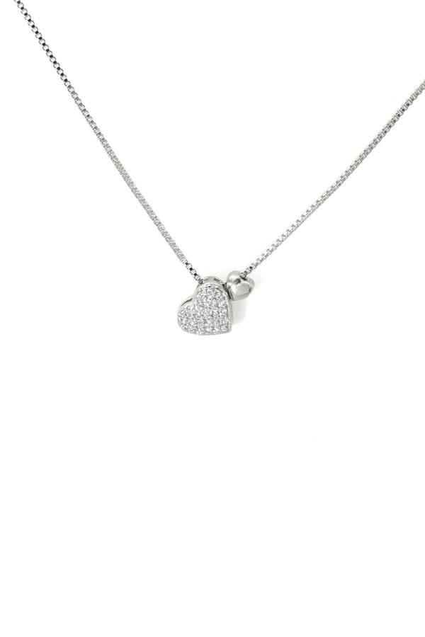 Say It With Double Pavé Heart Necklace - Silver