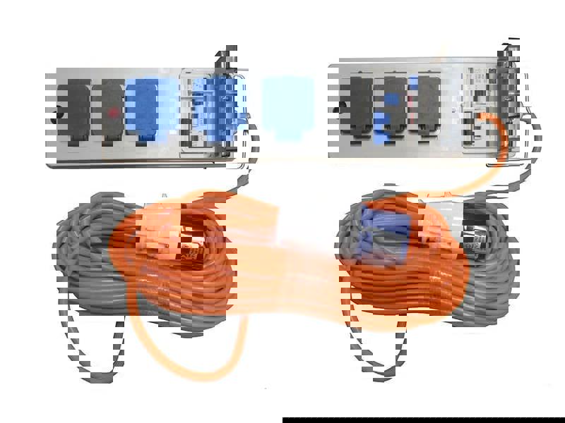 Mains Electric Hook Up Lead 20M (3 Way Caravan Extension Cable Camping Orange)