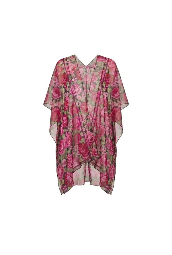 James Lakeland Pink Black Rose Print Kaftan