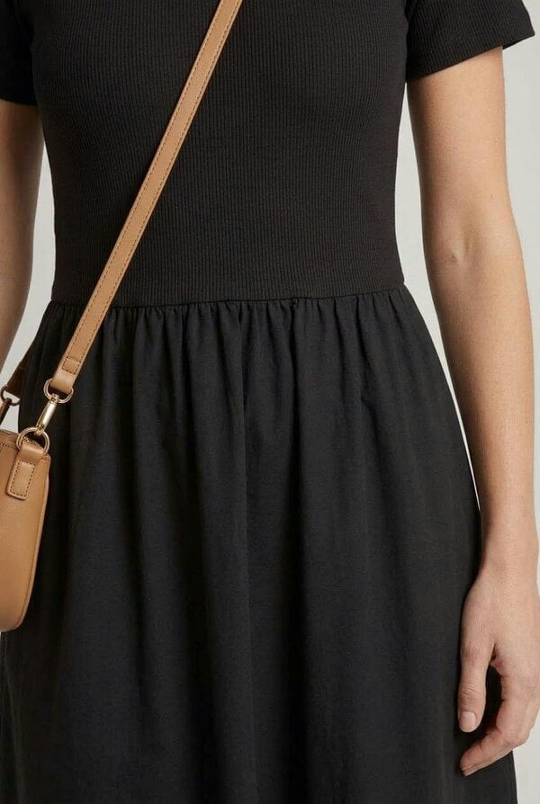 Izabel London Short Sleeve Contrast Texture Midi Dress