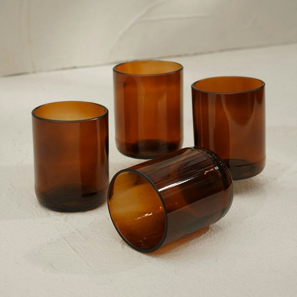 Amber recycled beer bottle glass eco sustainable tumblr without lid