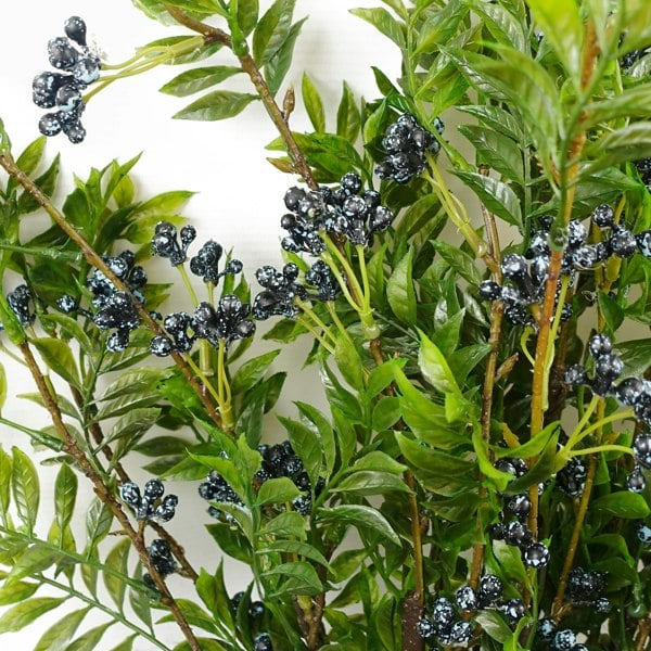 Leaf 70cm Nandina Foliage Blue Berry Spray Artificial