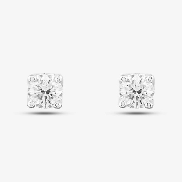 T. H. Baker 9ct White Gold Lab Grown 0.50ct Brilliant Cut Diamond Solitaire Stud Earrings LGE2534-50AN (WG)