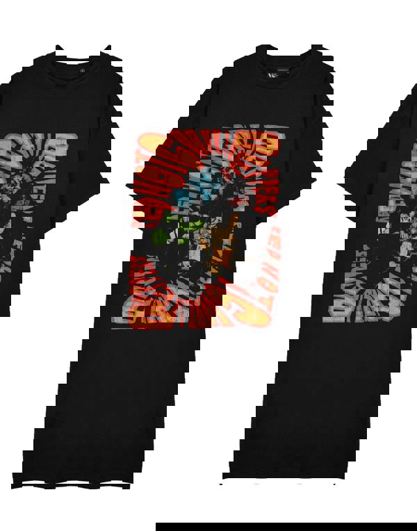 Red Hot Chili Peppers Womens Black Trippy Short Sleeved T-Shirt Dress