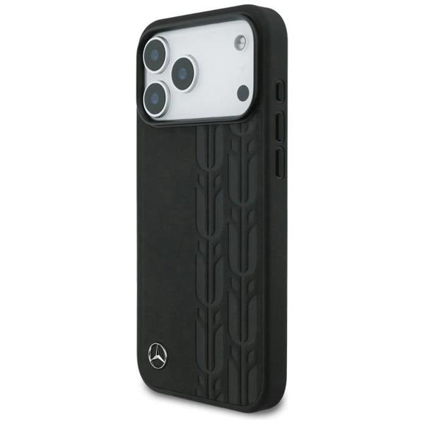 Mercedes Leather Laurel Leaves Case with MagSafe for iPhone 17 Pro Max 6.9" Black - MEHMP17X25RDSLAK