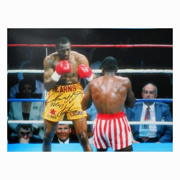 Thomas Hearns signed photo vs Sugar Ray Leonard — Premium framing