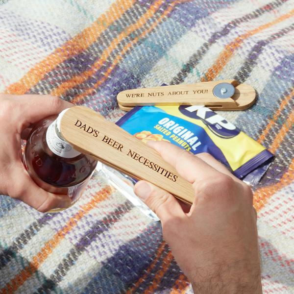 MijMoj Design Personalised Oak Bottle Opener & Snack Bag Clip